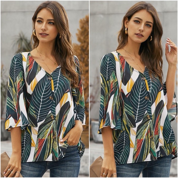 Tops - MIA Tropical Leaves Blouse